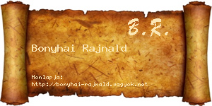 Bonyhai Rajnald névjegykártya